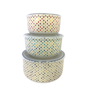TABLEWORKS 3pc Microwave Bowl Sealed Food Container Set