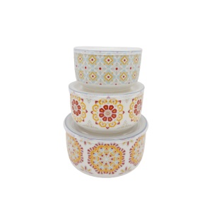 TABLEWORKS 3pc Microwave Bowl Sealed Food Container Set